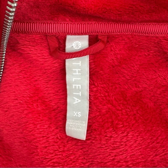 Athleta Triumph Hoodie Double Cozy Karma Hibiscus Red Velour Size XS X-Small - Picture 5 of 10